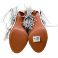 Load image into Gallery viewer, Alaia White Leather Maxi Fringe Sandals with Ankle Strap