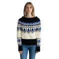 Load image into Gallery viewer, Alexander McQueen Black / Ivory / Blue Fairisle Cropped Knit Sweater