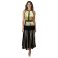 Load image into Gallery viewer, Proenza Schouler Gold Metallic / Black Sleeveless Pleated Cocktail Dress