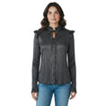 Load image into Gallery viewer, Maje Shiny Silver Argent Clunny Metallic Shirt with Ruffles and Tie Neck