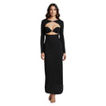 Load image into Gallery viewer, Alex Perry Black Long Sleeved Crepe Maxi Dress with Cut Out Detail