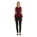 Load image into Gallery viewer, Cushnie et Ochs Burgundy Sleeveless High Low Peplum Top