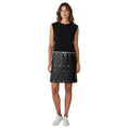 Load image into Gallery viewer, Sonia Rykiel Black / Silver Stud Embellished Crepe and Crinkled Leather Dress with Zipper Detail