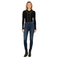 Load image into Gallery viewer, Dries Van Noten Black / White Ruffled Viscose Knit Cardigan Sweater