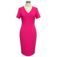 Load image into Gallery viewer, Brandon Maxwell Hot Pink Short Sleeved Wool Crepe Midi Dress