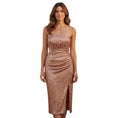 Load image into Gallery viewer, Ramy Brook Rose Gold Grace Sequin Strapless Midi Evening Dress