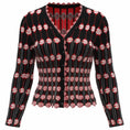 Load image into Gallery viewer, Alaia Black / White / Red Jacquard Knit Cardigan Sweater