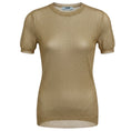 Load image into Gallery viewer, Prada Gold Metallic Short Sleeved Woven Sheer Knit Sweater