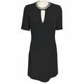 Load image into Gallery viewer, Barbara Bui Black Crepe Midi Dress with Chain Jewel Neckline