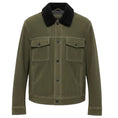 Load image into Gallery viewer, Vince Olive Green / Black Shearling Collar Suede Jacket