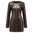 Load image into Gallery viewer, Stella McCartney Brown Vegan Leather Button Front Mini Dress