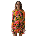 Load image into Gallery viewer, Richard Quinn Orange Multi Ruched Floral Velvet Mini Dress