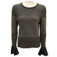 Load image into Gallery viewer, Oscar de la Renta Black / Gold Metallic Bell Sleeved Knit Top