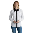 Load image into Gallery viewer, Callas White / Blue / Black Striped Cotton Blouse