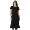 Load image into Gallery viewer, Narciso Rodriguez Black Short Sleeved Pleated Hem Wool Dress