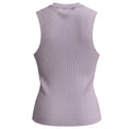 Load image into Gallery viewer, Brunello Cucinelli Lavender Ribbed Knit Cotton Jersey Crewneck Tank Top with Monili Chain