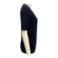 Load image into Gallery viewer, Pringle of Scotland Navy Blue Cashmere Knit Sweater with Black Leather