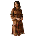 Load image into Gallery viewer, Fendi Brown Multi Floral Printed Ruffled Silk Dress