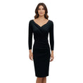 Load image into Gallery viewer, Chiara Boni La Petite Robe Black Long Sleeved V Neck Stretch Nylon Cocktail Dress