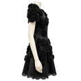 Load image into Gallery viewer, Dolce & Gabbana Black Floral Knit Applique Satin Mini Dress