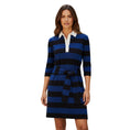 Load image into Gallery viewer, Michael Kors Collection Navy Multi Rugby Stripe Cotton Tie-Waist Polo Dress