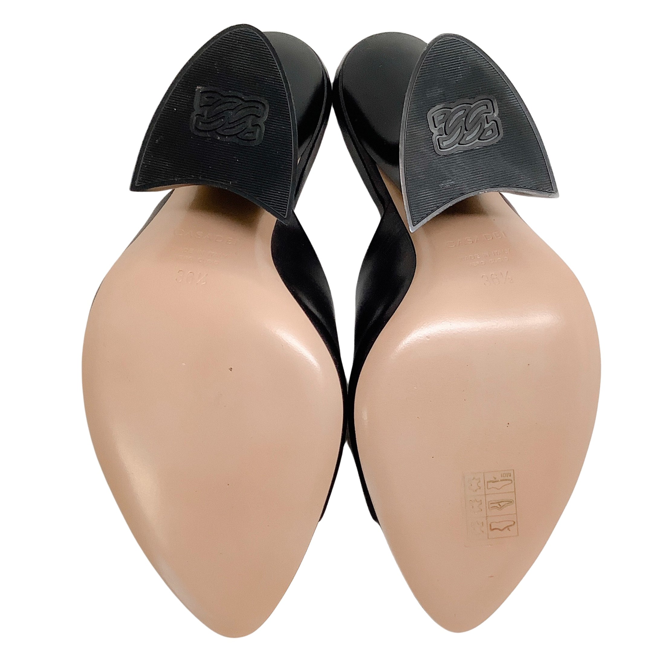 Casadei Black Leather Minorca Sandals