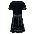 Load image into Gallery viewer, Alexander McQueen Black / White Stitched Short Sleeved Flared Knit Dress with Cut Out Detail