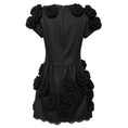 Load image into Gallery viewer, Dolce & Gabbana Black Floral Knit Applique Satin Mini Dress