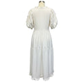 Load image into Gallery viewer, Kika Vargas White Ruffle Trim Cotton Stretch Midi Dress