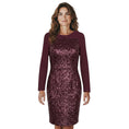 Load image into Gallery viewer, Elie Saab Burgundy Sequined Long Sleeved Crepe Midi Cocktail Dress