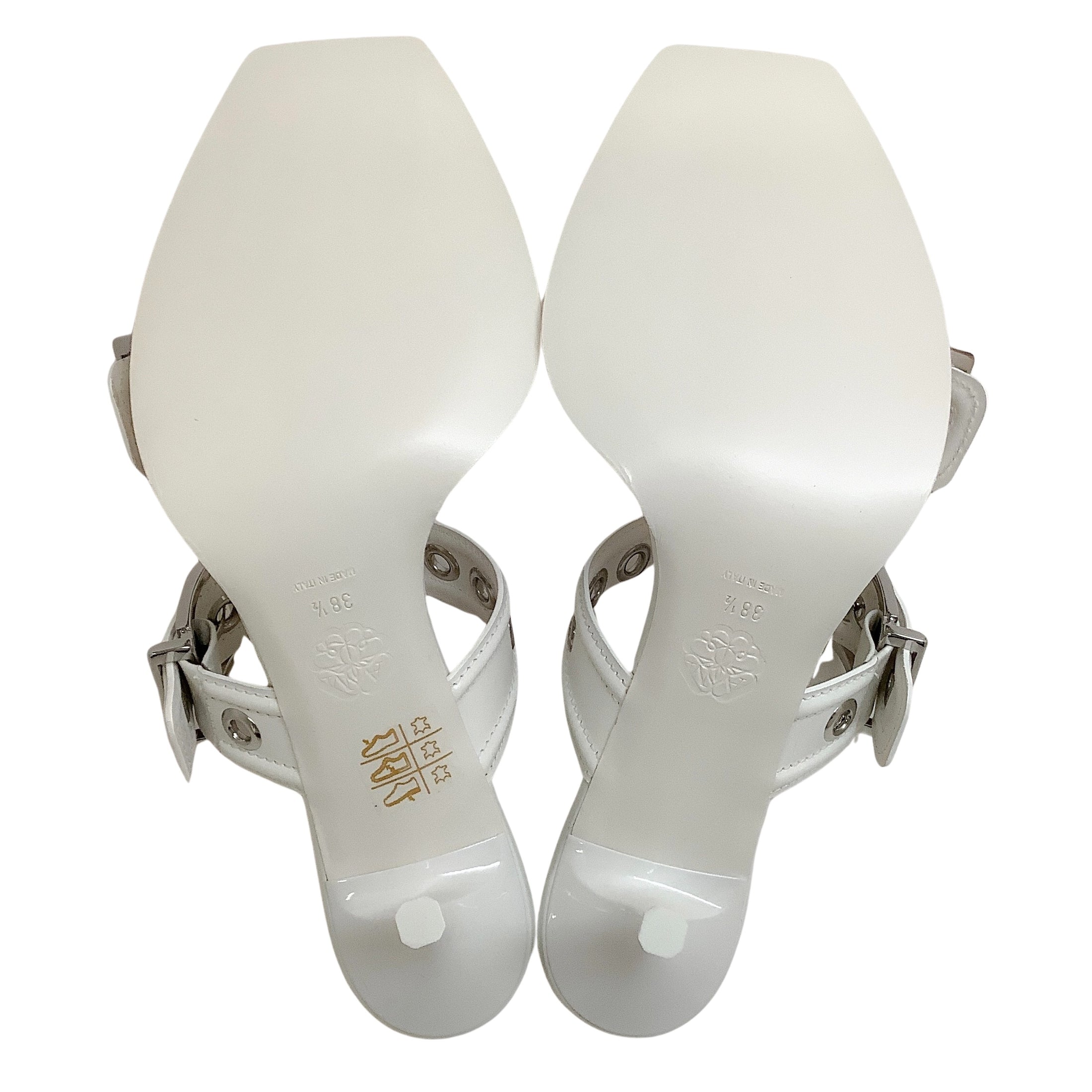 Alexander McQueen White Leather Buckle Strap Sandals