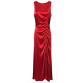 Load image into Gallery viewer, Alejandra Alonso Rojas Red Ruched Sleeveless Silk Cocktail Dress