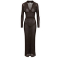 Load image into Gallery viewer, A.L.C. Chocolate Brown Freya Open Stitch Long Sleeve Maxi Dress with Slip