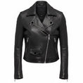Load image into Gallery viewer, AllSaints Black Elora Cropped Lamb Leather Biker Jacket
