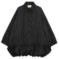 Load image into Gallery viewer, BY. Bonnie Young Black Ruffled Oversized Zip Front Nylon Coat