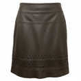 Load image into Gallery viewer, Elie Tahari Fudge Brown Iris Laser Cut Leather Skirt