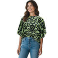 Load image into Gallery viewer, Givenchy Green / Black Animal Print Silk Blouse