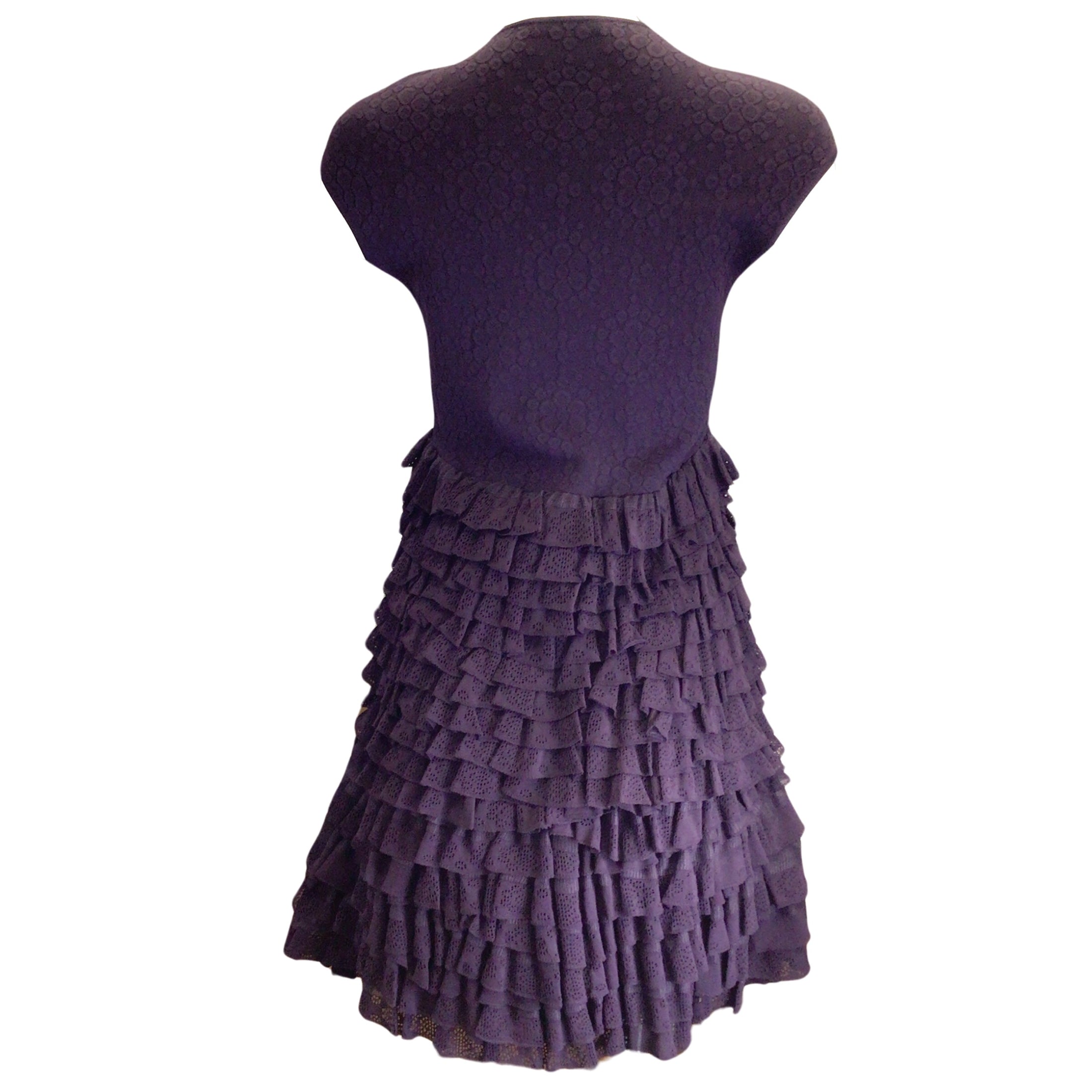 Alexander McQueen Purple Ruffled Viscose Knit Dress