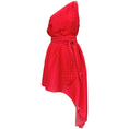 Load image into Gallery viewer, Alexandre Vauthier Red / White Silk Polka Dot One Shoulder Asymmetric Dress