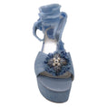 Load image into Gallery viewer, Rene Caovilla Blue Embellished Denim Ankle Wrap Platform Sandals
