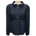 Load image into Gallery viewer, Chanel Navy / Black Chiffon Detail Tweed Jacket