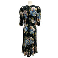 Load image into Gallery viewer, Erdem Black / Blue Multi Ottavia Ruffled Floral-Print Ponte Midi Dress