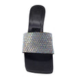 Load image into Gallery viewer, By Far Black / Silver Crystal Embellished Square Toe Sandals
