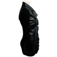 Load image into Gallery viewer, Valentino Black Ruffled Lambskin Leather Jacket with Wool Knit Sleeves