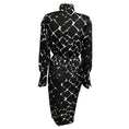 Load image into Gallery viewer, Marc Jacobs Black / Ivory Printed Long Sleeved Silk Midi Dress