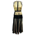 Load image into Gallery viewer, Proenza Schouler Gold Metallic / Black Sleeveless Pleated Cocktail Dress
