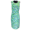 Load image into Gallery viewer, Michael Kors Collection Blue / White / Green Floral Printed Sleeveless Midi Dress
