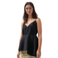 Load image into Gallery viewer, Alexander McQueen Black 2023 Asymmetric Satin Peplum Top