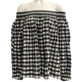 Load image into Gallery viewer, Alaia Black / White Gingham Check Off Shoulder Blouse