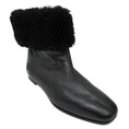 Load image into Gallery viewer, Mansur Gavriel Black Shearling Trimmed Flat Leather Ankle Boots